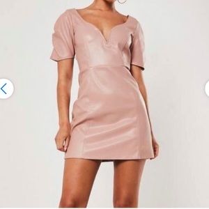 Missguided faux leather pink mini dress size US6
